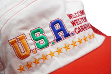Load image into Gallery viewer, 極美品 U.S.A WELCOME WESTEM CARNIVAL メッシュ キャップ レッド 帽子 刺繍 ホワイト ナイロン 54CM 中古 60737