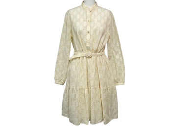 GUCCI グッチ ワンピース 19AW GGグリインッシュ エンブロイダリー レース サイズ36 アイボリー 576824 良品 中古 60746 