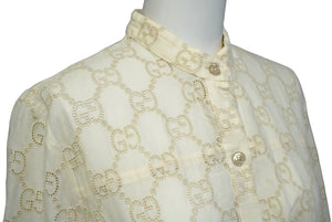 GUCCI グッチ ワンピース 19AW GGグリインッシュ エンブロイダリー レース サイズ36 アイボリー 576824 良品 中古 60746 