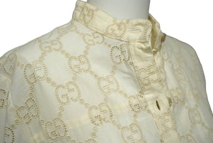 GUCCI グッチ ワンピース 19AW GGグリインッシュ エンブロイダリー レース サイズ36 アイボリー 576824 良品 中古 60746 