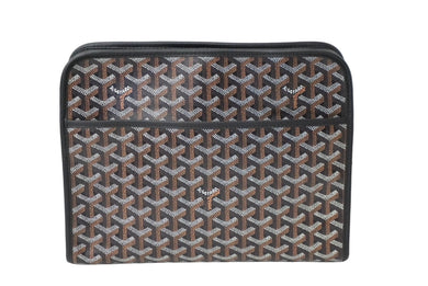極美品 GOYARD ゴヤール クラッチバッグ ジュバンスGM へリンボーン JOUVENGMLTY12CL12P ブラック シルバー金具 中古 60769