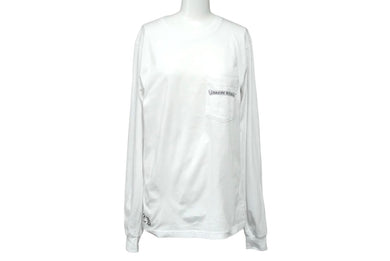 極美品 CHROME HEARTS クロムハーツ 長袖Ｔシャツ 2212-304-0156 スクロールラベル フローラルクロス ホワイト S 中古 60772