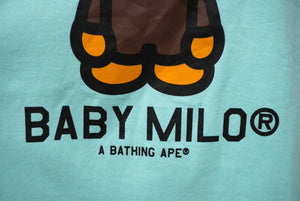 A BATHING APE アベイシングエイプ BABY MILO 長袖Ｔシャツ サイズXL ブルー コットン 002LTI301001M 美品 中古 60777