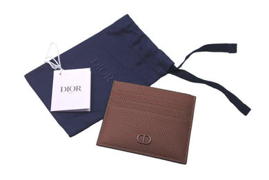 新品未使用 Dior ディオール カードホルダー カードケース グレインカーフレザー ブラウン ベージュ 2ESCH135CDI 中古 60790
