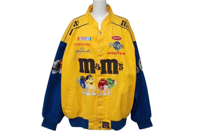 JH Design ジェイエイチデザイン M＆M’sレーシングジャケット XXLサイズ イエロー ブルー シルバー金具 良品 中古 60798