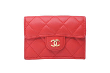 Load image into Gallery viewer, CHANEL シャネル マトラッセ クラシック スモール フラップ ウォレット 三つ折り財布 レッド ココマーク 良品 中古 60807