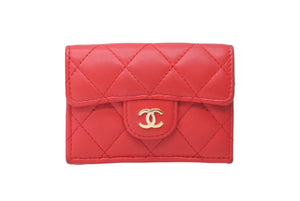 CHANEL シャネル マトラッセ クラシック スモール フラップ ウォレット 三つ折り財布 レッド ココマーク 良品 中古 60807