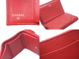 CHANEL シャネル マトラッセ クラシック スモール フラップ ウォレット 三つ折り財布 レッド ココマーク 良品 中古 60807