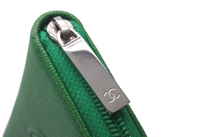 CHANEL シャネル 長財布 ラウンドファスナー ココマーク キャビアスキン 29番台 2019−2020 グリーン シルバー金具 美品 中古 60811