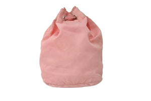 PRADA プラダ ポーチ ポシェット 巾着 三角ロゴ ナイロン ピンク シルバー金具 良品 中古 60812 