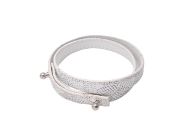 GOYARD ゴヤール ブレスレット PVC レザー ヘリンボーン柄 44.5cm ホワイト シルバー金具 良品 中古 60816