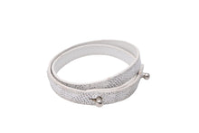 画像をギャラリービューアに読み込む, GOYARD ゴヤール ブレスレット PVC レザー ヘリンボーン柄 44.5cm ホワイト シルバー金具 良品 中古 60816