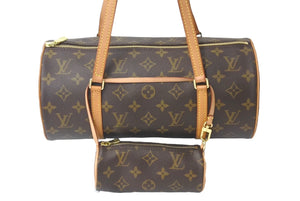LOUIS VUITTON ルイ ヴィトン ハンドバッグ パピヨン30 筒型 ポーチ付き モノグラムキャンバス M51385 ブラウン 美品 中古 60819