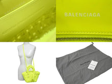 Load image into Gallery viewer, 極美品 BALENCIAGA バレンシアガ ビストロ XXS バスケットバッグ ハンドバッグ ツイード ネオンイエロー 678028 中古 60835