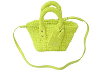 Load image into Gallery viewer, 極美品 BALENCIAGA バレンシアガ ビストロ XXS バスケットバッグ ハンドバッグ ツイード ネオンイエロー 678028 中古 60835