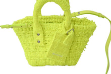 Load image into Gallery viewer, 極美品 BALENCIAGA バレンシアガ ビストロ XXS バスケットバッグ ハンドバッグ ツイード ネオンイエロー 678028 中古 60835