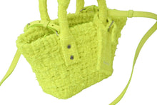 Load image into Gallery viewer, 極美品 BALENCIAGA バレンシアガ ビストロ XXS バスケットバッグ ハンドバッグ ツイード ネオンイエロー 678028 中古 60835