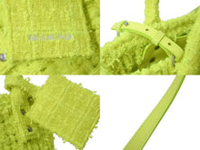 Load image into Gallery viewer, 極美品 BALENCIAGA バレンシアガ ビストロ XXS バスケットバッグ ハンドバッグ ツイード ネオンイエロー 678028 中古 60835