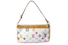画像をギャラリービューアに読み込む, LOUIS VUITTON ルイヴィトン 村上隆 ホワイト ポシェットアクセソワール マルチカラー M92649 美品 中古 60837