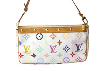 画像をギャラリービューアに読み込む, LOUIS VUITTON ルイヴィトン 村上隆 ホワイト ポシェットアクセソワール マルチカラー M92649 美品 中古 60837