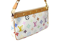 画像をギャラリービューアに読み込む, LOUIS VUITTON ルイヴィトン 村上隆 ホワイト ポシェットアクセソワール マルチカラー M92649 美品 中古 60837