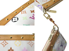 画像をギャラリービューアに読み込む, LOUIS VUITTON ルイヴィトン 村上隆 ホワイト ポシェットアクセソワール マルチカラー M92649 美品 中古 60837
