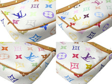 画像をギャラリービューアに読み込む, LOUIS VUITTON ルイヴィトン 村上隆 ホワイト ポシェットアクセソワール マルチカラー M92649 美品 中古 60837