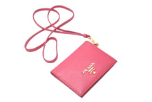 Load image into Gallery viewer, PRADA プラダ 二つ折りパスケース サフィアーノ IMC006 ピンク ゴールド金具 良品 中古 60842