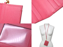 Load image into Gallery viewer, PRADA プラダ 二つ折りパスケース サフィアーノ IMC006 ピンク ゴールド金具 良品 中古 60842