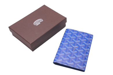 新品同様 GOYARD ゴヤール パスポートケース グルネル GRENELPMLTY10CL10X ヘリンボーン柄 ブルー ホワイト 中古 60879