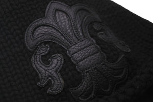 CHROME HEARTS クロムハーツ ニットキャップ ブラック コットン レザー シルバー925 ONE SIZE 2238-304-5500 美品 中古 60882