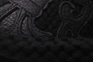 CHROME HEARTS クロムハーツ ニットキャップ ブラック コットン レザー シルバー925 ONE SIZE 2238-304-5500 美品 中古 60882