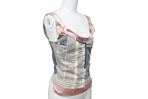極美品 Christian Dior クリスチャンディオール ジョンガリアーノ トップス ビスチェ ニュースペーパー 0H13055040 サイズ36 60883