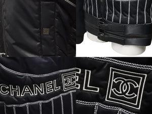 CHANEL シャネル ナイロンジャケット スポーツライン P29238V19623 ネイビー グレー ブラック金具 サイズ36 美品 中古 60888