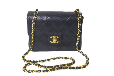 CHANEL シャネル チェーンショルダーバッグ ミニマトラッセ ココマーク ラムスキン 0番台 ブラック ゴールド金具 良品 中古 60902