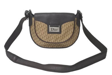 Christian Dior クリスチャンディオール ショルダーバッグ トロッター柄 キャンバス レザー ブラウン ベージュ 美品 中古 60933