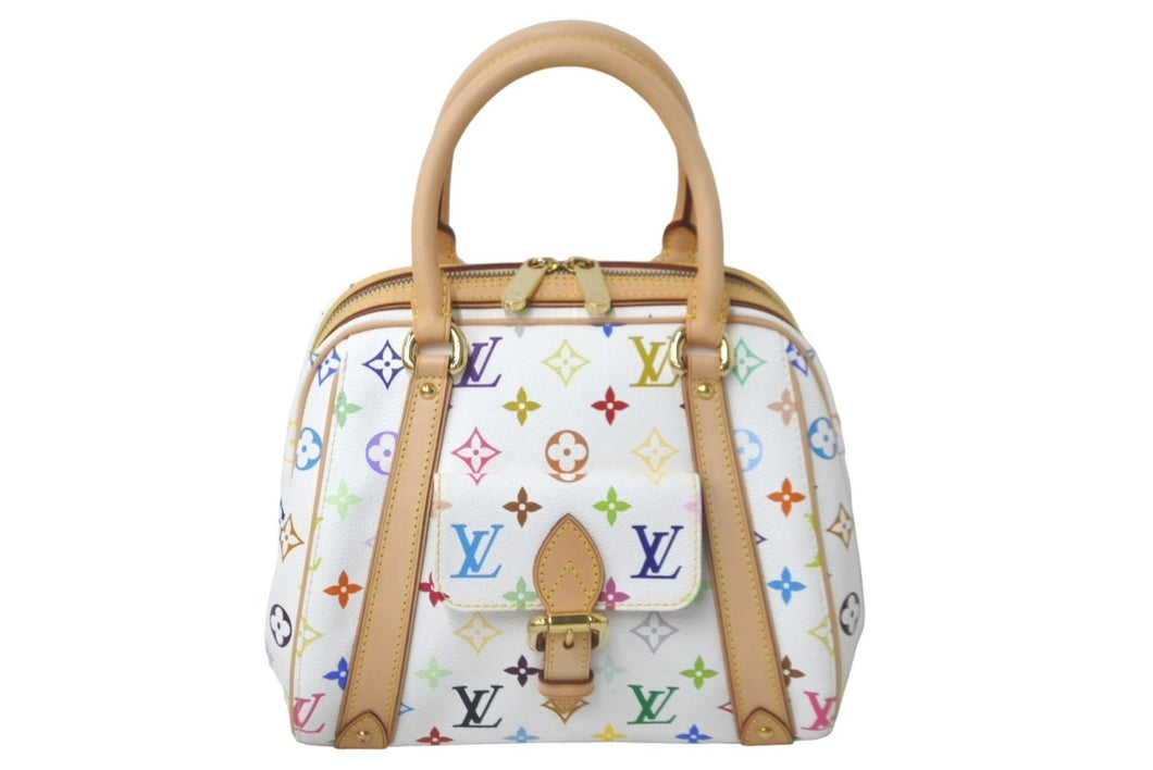 LOUIS VUITTON ルイヴィトン 村上隆 ハンドバッグ プリシラ M40096 モノグラムマルチ ホワイト 中古 60936