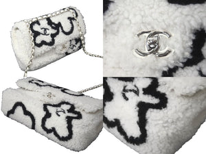 極美品 CHANEL シャネル チェーンショルダーバッグ シアリング ラムスキン AS3407 ランダム ホワイト シルバー金具 中古 60939