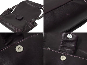 極美品 CHANEL シャネル チェーンショルダーバッグ ココマーク 9番台 ワイルドステッチ パープル シルバー金具 中古 60940