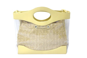 極美品 CHANEL シャネル 2WAYショルダーバッグ ココマーク ラムスキン ビニール 27番台 イエロー シルバー金具 中古 60944