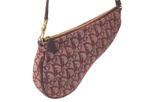 Load image into Gallery viewer, Christian Dior クリスチャンディオール ショルダーバッグ サドルバッグ トロッター コットンキャンバス ボルドー 良品 中古 60954