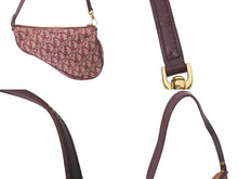 Load image into Gallery viewer, Christian Dior クリスチャンディオール ショルダーバッグ サドルバッグ トロッター コットンキャンバス ボルドー 良品 中古 60954