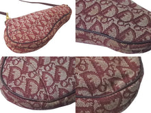 Load image into Gallery viewer, Christian Dior クリスチャンディオール ショルダーバッグ サドルバッグ トロッター コットンキャンバス ボルドー 良品 中古 60954