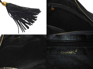CHANEL シャネル チェーンショルダーバッグ マトラッセ ココマーク 2番台 フリンジ ブラック ラムスキン ゴールド金具 美品 中古 60959