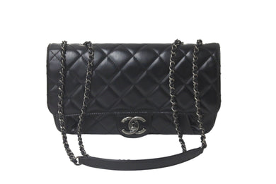 CHANEL シャネル ショルダーバッグ ココマーク マトラッセ カーフスキン 22番台 2016年 ブラック シルバー金具 美品 中古 60961