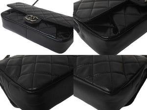 CHANEL シャネル ショルダーバッグ ココマーク マトラッセ カーフスキン 22番台 2016年 ブラック シルバー金具 美品 中古 60961