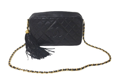 CHANEL シャネル ショルダーバッグ ココマーク フリンジ ダイヤモンドステッチ タッセルチャーム ラムスキン 3番台 美品 中古 60964