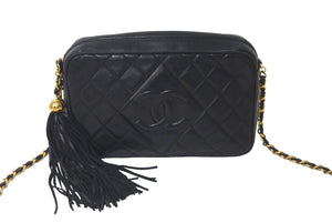 CHANEL シャネル ショルダーバッグ ココマーク フリンジ ダイヤモンドステッチ タッセルチャーム ラムスキン 3番台 美品 中古 60964
