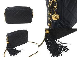 CHANEL シャネル ショルダーバッグ ココマーク フリンジ ダイヤモンドステッチ タッセルチャーム ラムスキン 3番台 美品 中古 60964