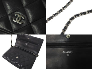 CHANEL シャネル ショルダーバッグ マトラッセ チェーンウォレット 14番台 ラムスキン ブラック シルバー金具 良品 中古 60976